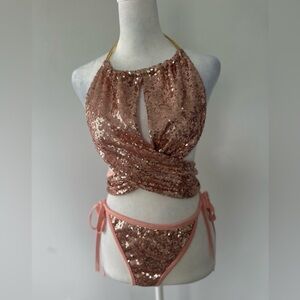 SEXY 2pc bikini, pink sequins